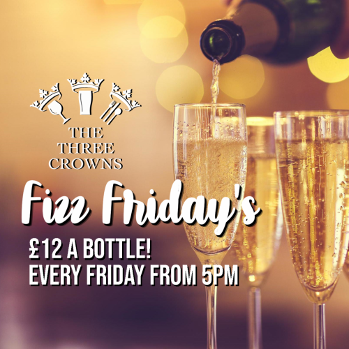 Our old favourite Fizz Friday is back, available from 5pm until 9pm. Just £12 per bottle!